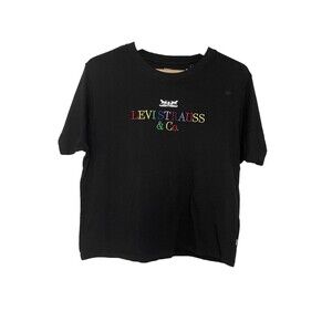 LEVI'S  Womens XS Oversize Rainbow Logo Embroidered Tshirt Short Sleeve Casual